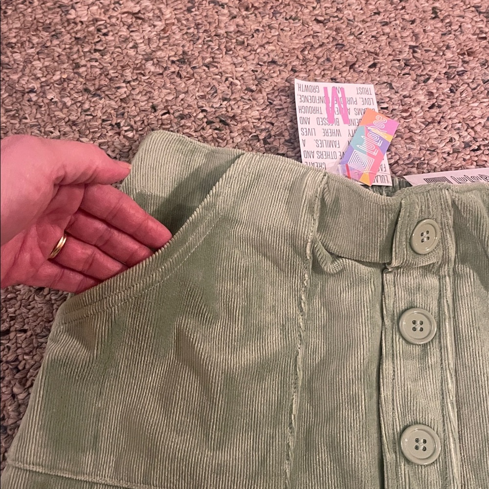 LuLaRoe Olive Button-Front Mini Skirt - Picture 3 of 6